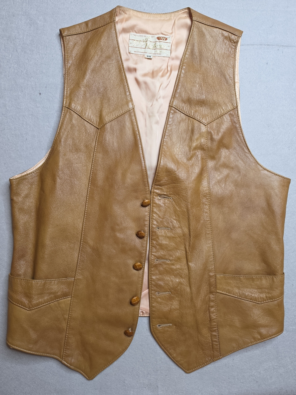 Vintage Trego's Westwear Brown Leather Vest Supple Men’s 38 Western Waistcoat